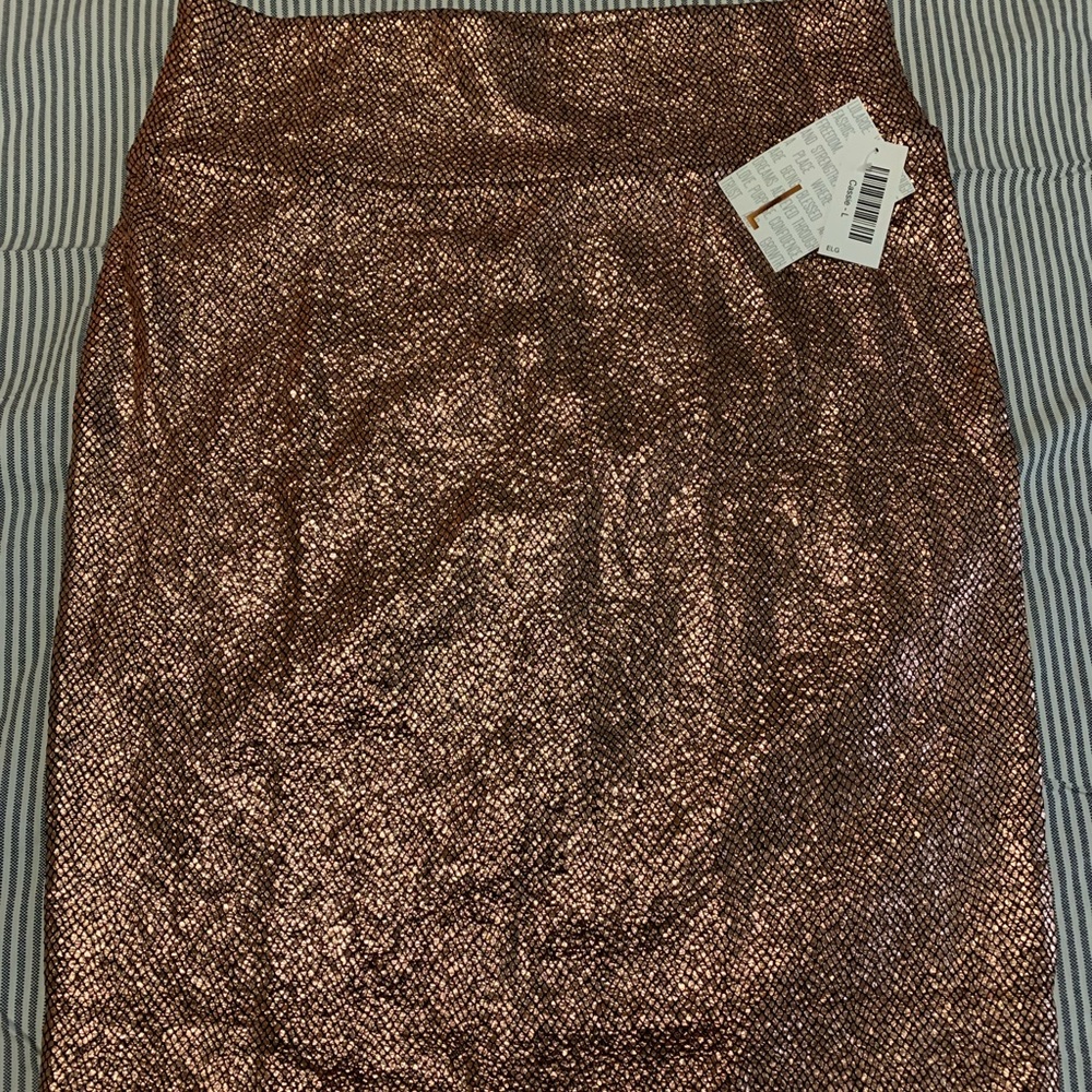 BNWT Lularoe Cassie Skirt Elegant Bronze/Gold L